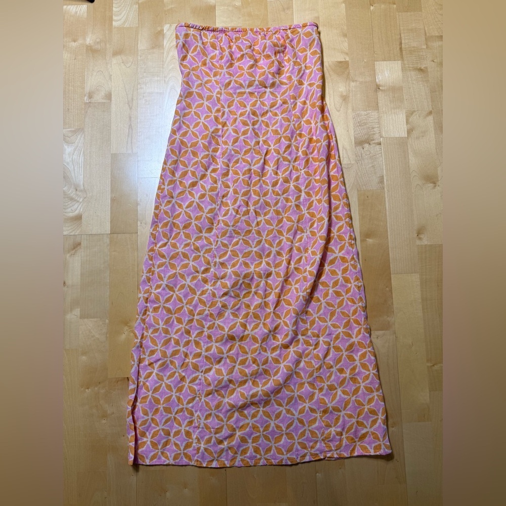 ANTHROPOLOGIE Aliza Strapless Linen Maxi Dress - Pink Size XS - Picture 7 of 7
